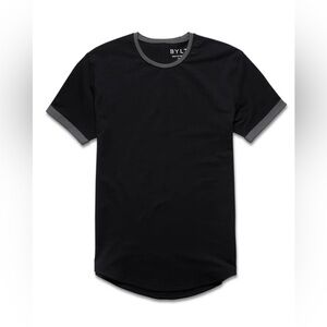 BYLT Men’s Drop-Cut Lux Ringer Tee in Black/Grey Size M